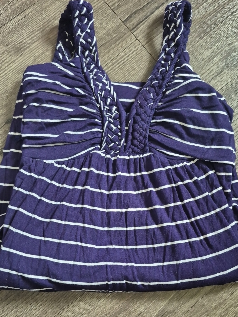 Design History Purple & White Striped Braided-Strap Maxi Dress